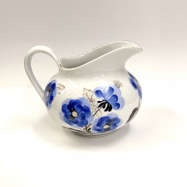 Чайные пары и молочник "Голубые цветы"
