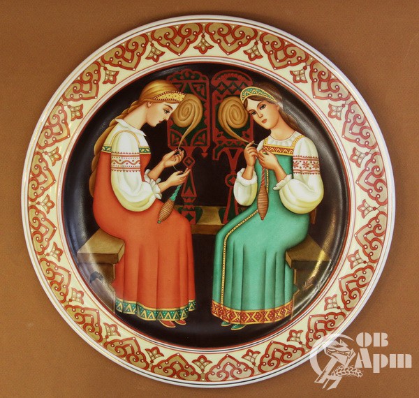 Декоративная тарелка "Федоскинские мотивы"
