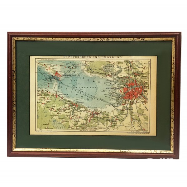 Гравюра цветная "Карта Санкт-Петербурга 1905 г."