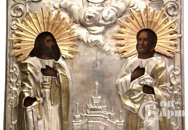 Икона "Святые Петр и Павел"в окладе