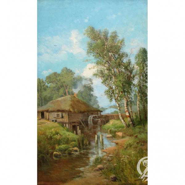 Картина "Пейзаж с водяной мельницей"