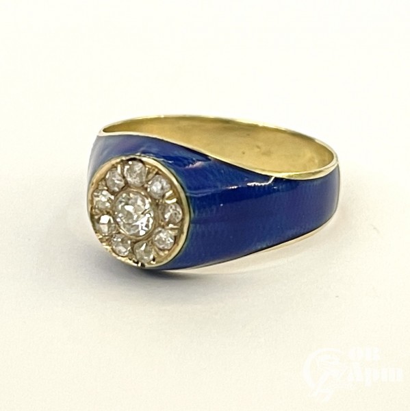Кольцо с бриллиантами и эмалью