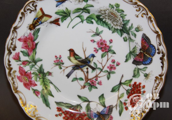 Пара декоративных тарелок "Цветы, птицы и бабочки"