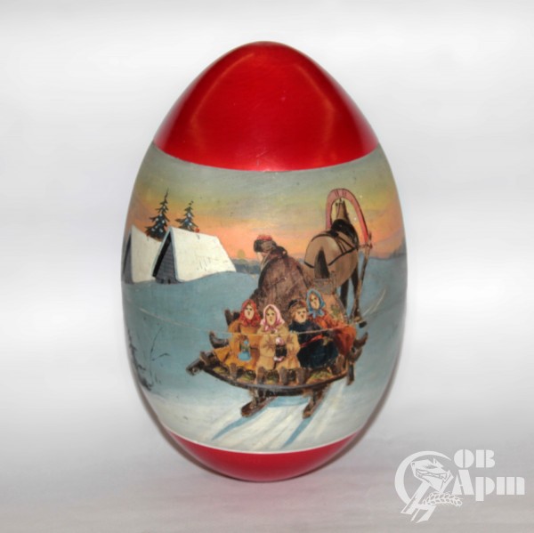 Пасхальное яйцо в русском стиле "На санях"