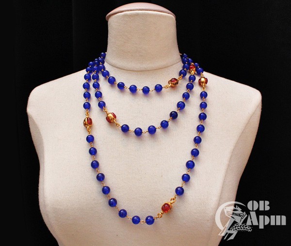 Бусы "CHANEL" с синими и красными вставками Gripoix