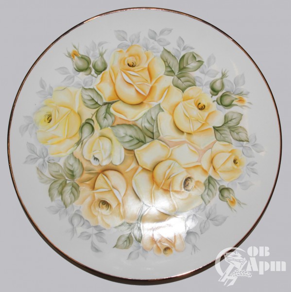 Декоративная тарелка "Желтые розы"