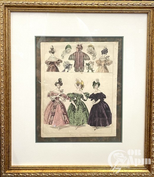 Гравюра "Женская мода на сентябрь 1833г."