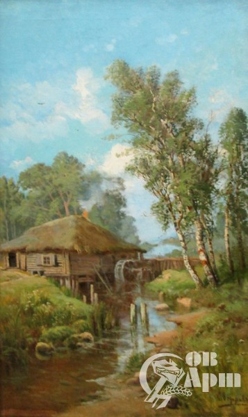 Картина "Пейзаж с водяной мельницей"