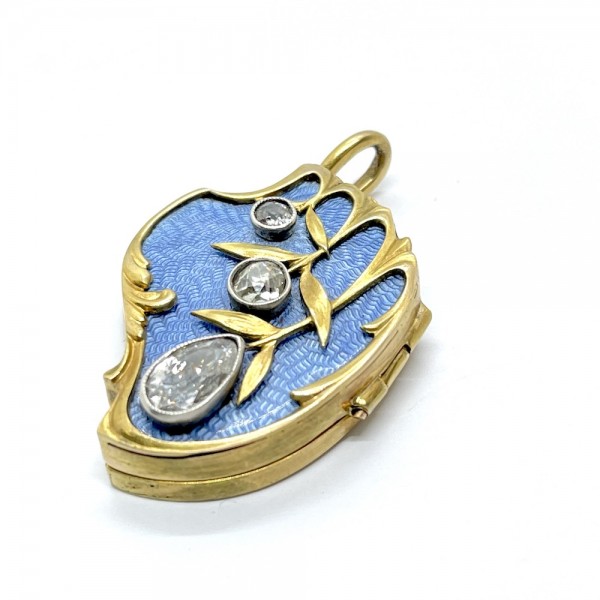 Медальон локет с эмалью и бриллиантами