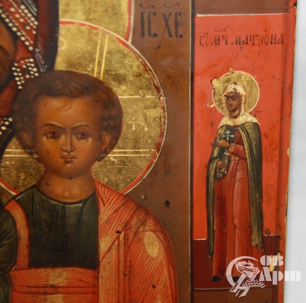 Икона "Богородица Казанская с приписными Ангелом Хранитлем и Св. Мученицей Матроной"