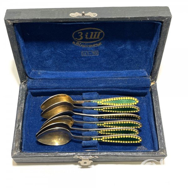 Ложки кофейные с эмалью