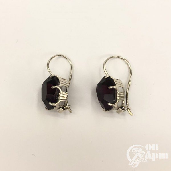 Серьги с аметистовым стеклом