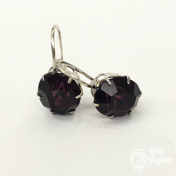 Серьги с аметистовым стеклом