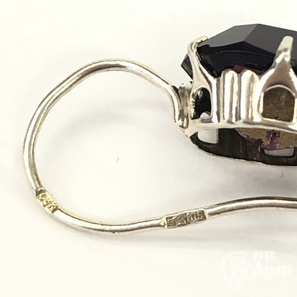 Серьги с аметистовым стеклом