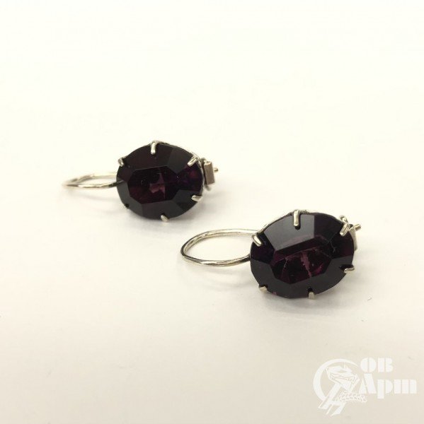 Серьги с аметистовым стеклом